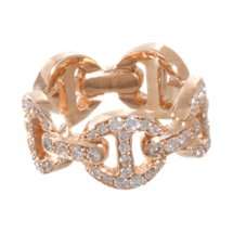 HOORSENBUHS Rose Gold & Diamond Antiquated Classic Tri Link Ring