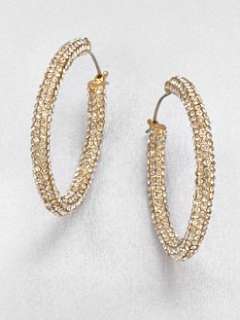 ABS by Allen Schwartz Jewelry   Pavé Stone Accented Hoop Earrings