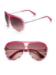Dior   Striped Plastic Aviator Sunglasses