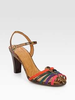 Chie Mihara   Kandi Multicolored Suede & Leather Slingback Sandals