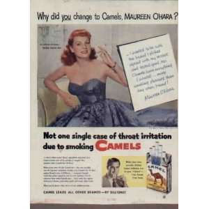 MAUREEN OHARA, lovely movie star.  1952 Camel Cigarettes Ad 