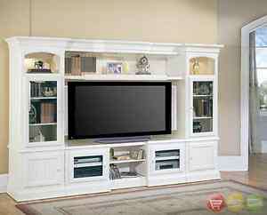  Piece Traditional White Wall Unit TV Entertainment Center  