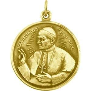  14K Yellow Gold Pope John Paul II Medal   25.00mm Jewelry