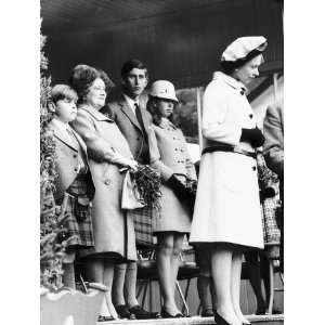Queen Elizabeth II Standing with Her Children Prince Charles, Princess 