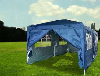Peaktop 20x10 EZ Pop Up Party Tent Canopy Gazebo Blue With Free 