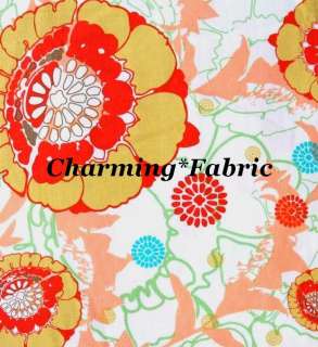 ANTHOLOGY Mod Charm Floral Orange Green Retro Fabric  