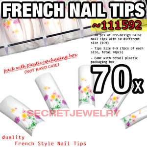 70 pcs Acrylic French Fake False Nail Tips Rose #592  