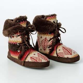 MUK LUKS Vintage Lace Up Bootie Slippers