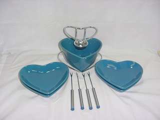 Cottage Collection 11 Pc Heart Shaped Fondue Set   NEW  