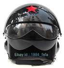 TK Chinese Fighter Jet Open Face Moto Black Helmet Motorcycle M L XL
