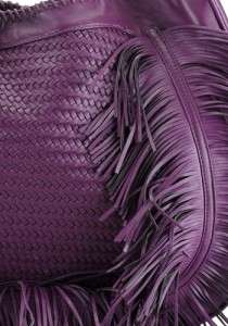 BNWT Womens Purple Fringe Synthetic Leather Handbag  