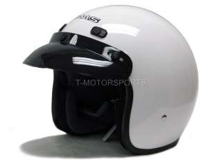 WHITE 3/4 VINTAGE OPEN FACE MOPED MOTORCYCLE HELMET  XL  