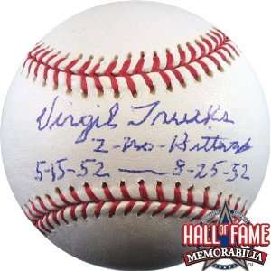  Virgil Trucks Autographed/Hand Signed MLB Baseball with 2 
