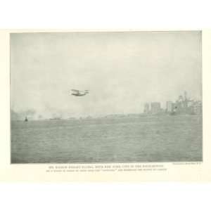  1909 Print Wilbur Wright Flying Over New York City 