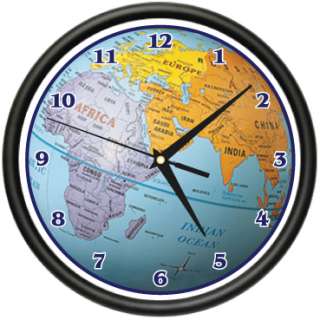 GLOBE Wall Clock world map atlas geography teacher gift  