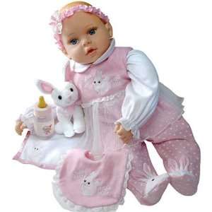  Mother Goose Caucasian Vinyl Baby with Bunny   18 Toys 