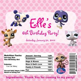 Littlest Pet Shop Personalized Chocolate Candy Wrappers  