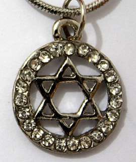 Star of David & Crystals Israel Jewish Judaica Necklace  