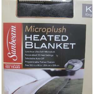   Microplush Heated Electric Blanket   King Size Brown: Home & Kitchen