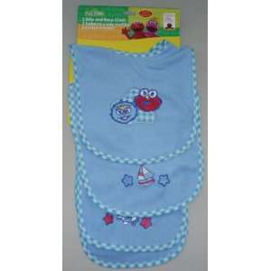   Street (Plaza Sesamo) Infant Baby Boy Elmo 2 Bibs and Burp Cloth Set