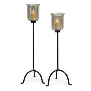    Set of 2 Classical Wrought Iron Floor Candleholders
