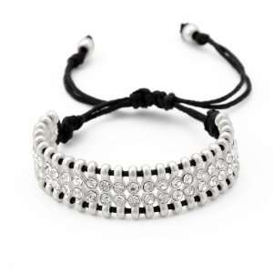   Crystal Macrame Zipper Friendship Bracelet Silver SusanB. Jewelry