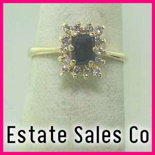   14k Yellow Gold Diamond Blue Sapphire Fashion Ring .64 Carats Total