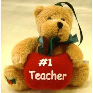  #1 Teacher Teddy Bear Christmas Ornament: Home & Kitchen