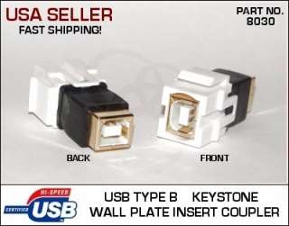 USB Type B Keystone Wall Plate Insert Coupler / Jack  
