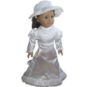 Doll Clothes for 18 Inch American Girl   White Satin Victorian Outfit 