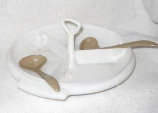 Vintage White Tupperware Segregated Relish Tray / Ladle  