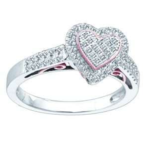   10k White & Rose / Pink Gold Heart Ring: SeaofDiamonds: Jewelry