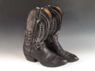 Vintage Tony Lama Cowboy Western Black Leather Boots Style 6903 Size 