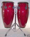 NEW PAIR OF CONGA RED COLOR w DOUBLE BRACED STAND [3536