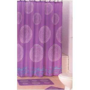   Purple Graphic Bathroom Rug Shower Curtain Mat / Rings