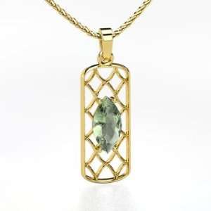   Pendant, Marquise Green Amethyst 14K Yellow Gold Necklace Jewelry