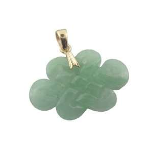  Light Green Jade Knot Pendant, 14k Gold Jewelry