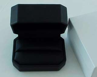 Extra Wide Deluxe Black Faux LEATHER High End DOUBLE RING Presentation 