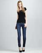 Hudson Nico Mid Rise Super Skinny Jeans, White   