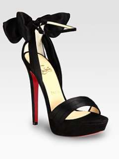 Christian Louboutin   Satin and Suede Bow Platform Sandals