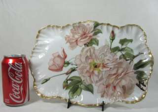 circa 1894 LIMOGES 12 Pin Tray Hand Painted Pink Roses, French 