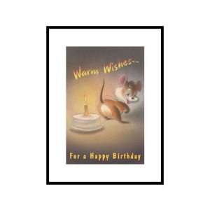 Warm Wishes for a Happy Birthday, Mouse and Candle Pre Matted Poster 
