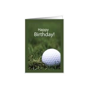 Happy Birthday Golf Ball in Grass Card