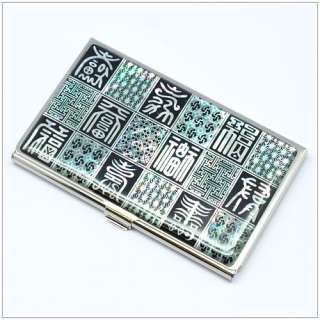 Mother of pearl name card case Asian symbols and ancient Chinese 