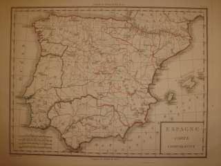 Mapa de España, siglo XVIII en Frances  