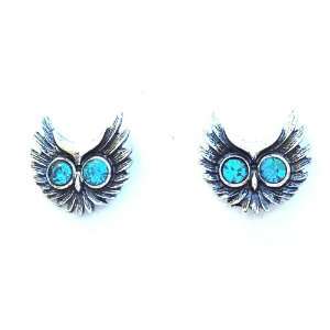 Lucky Brand Blue Eyes Owl Cz Earrings