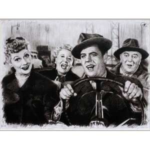  Lucy, Ricky, Fred and Ethel in I Love Lucy Sketch Portrait 