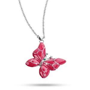 Miss Sixty Ladies Necklace in White/Pink Steel with Green Crystals 