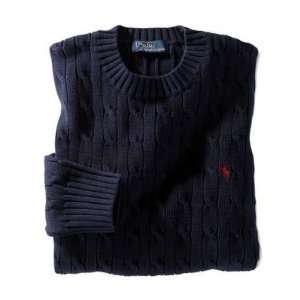 Polo Ralph Lauren Boys Classic Crewneck Cable Knit Sweater Navy (Small 