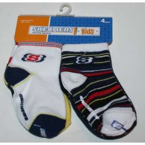 Skechers Kids Infant/Toddler Boys No Show socks 4 Pair 4 Designs Size 